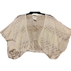 Echo Lightweight Sweater Vest Off-White w/Lace Butterfly Sleeve Women's Size S/M